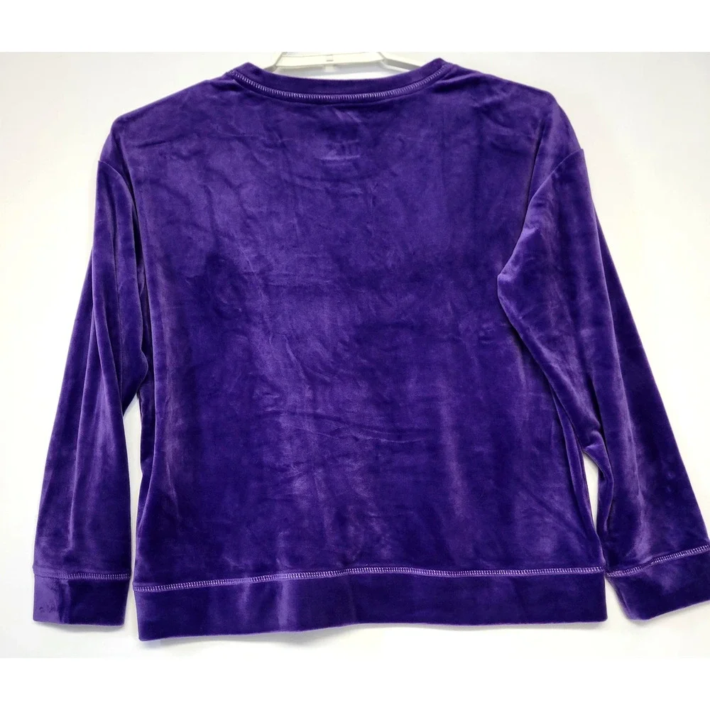 Muk Luks Pajama Set Womens Petite XL Purple Plush Argyle‎ Soft Sleepwear Lounge